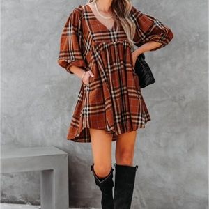 Vici dolls plaid pocketed dress